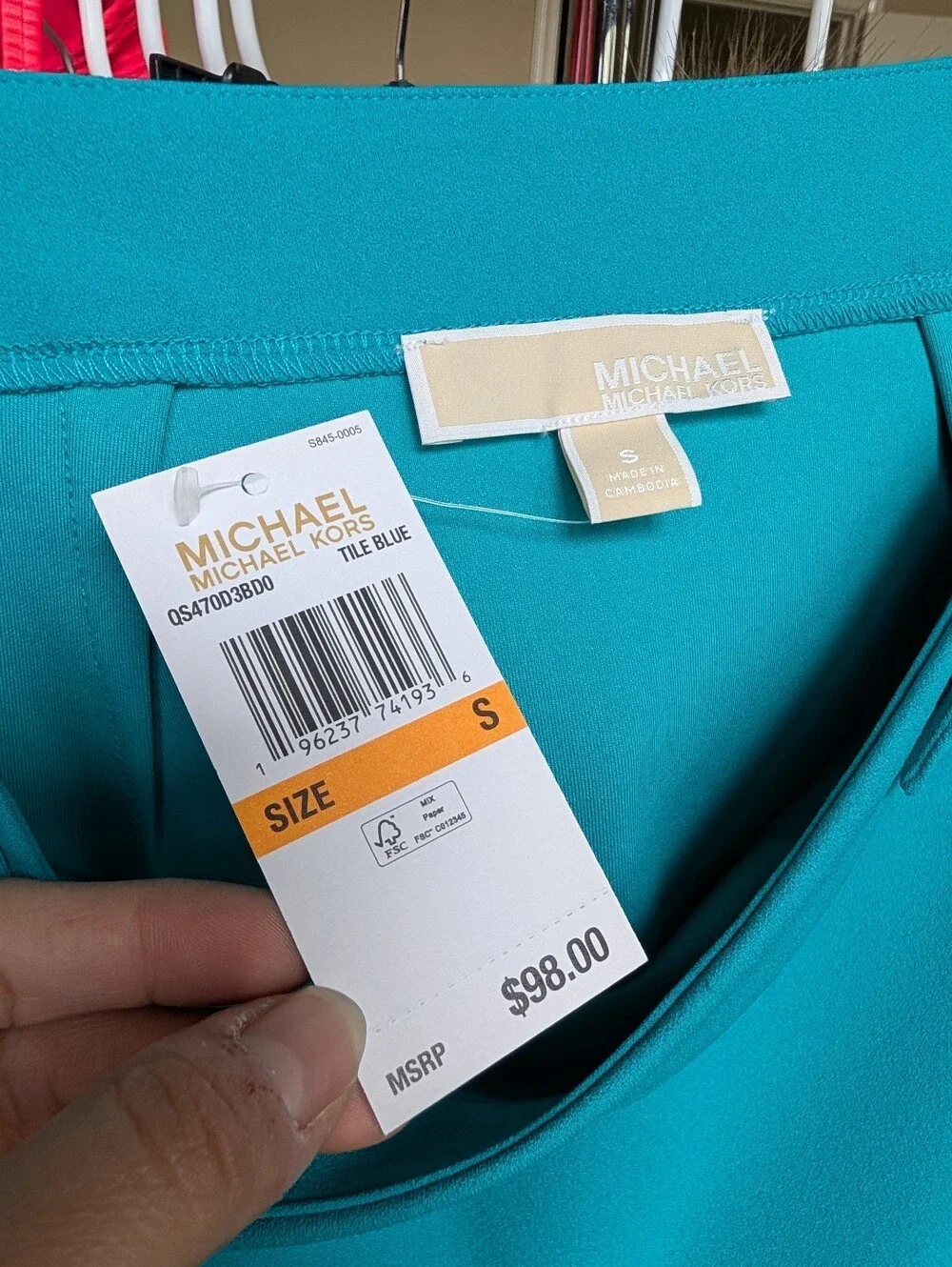 Michael Kors Turquoise Blue Mini Skirt with Gold Buttons